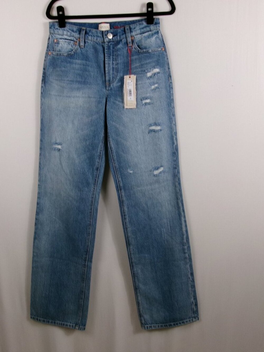 Alice + Olivia Distressed Wide-Leg Bootcut Jeans Pasadena Blue (Size 28)
